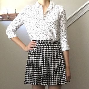 H&M Size 4 Minimal Hearts Off White 3/4sleeves Button down with chest POCKETS!